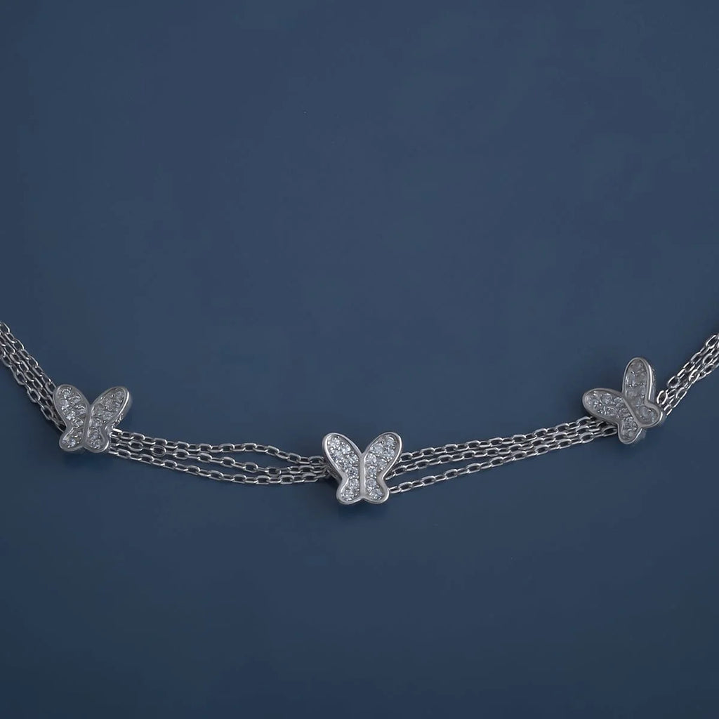 Short butterfly Silver Necklace