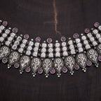 Pink Stone Silver Work Necklace