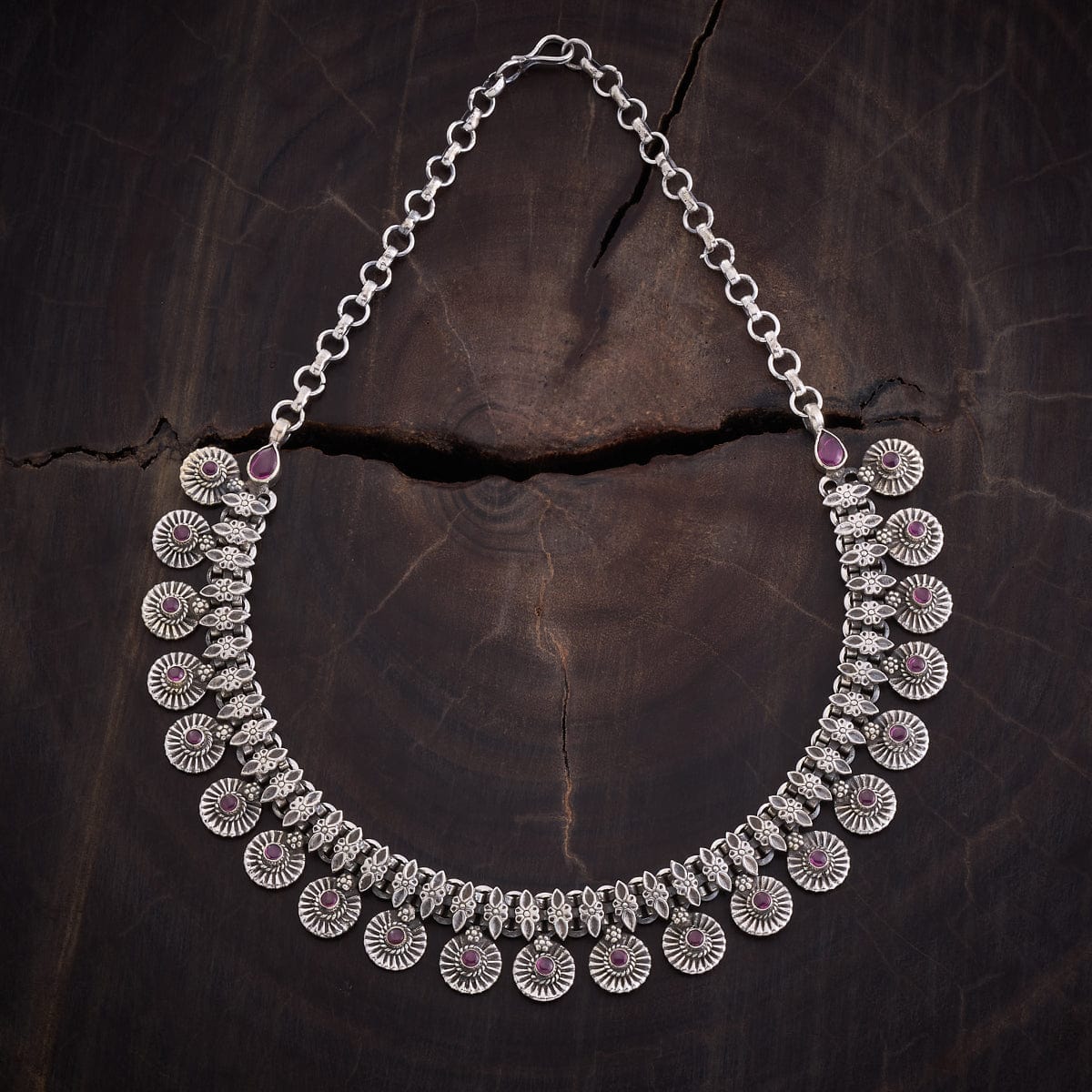 Pink Stone Silver Necklace