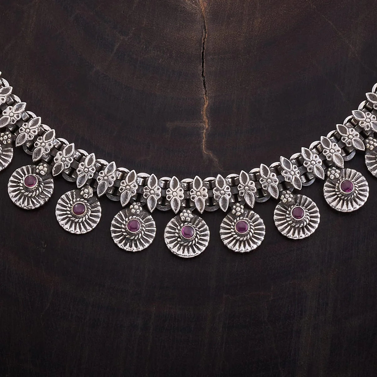 Pink Stone Silver Necklace