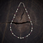 White & pink Stone Silver Necklace