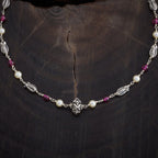 White & pink Stone Silver Necklace