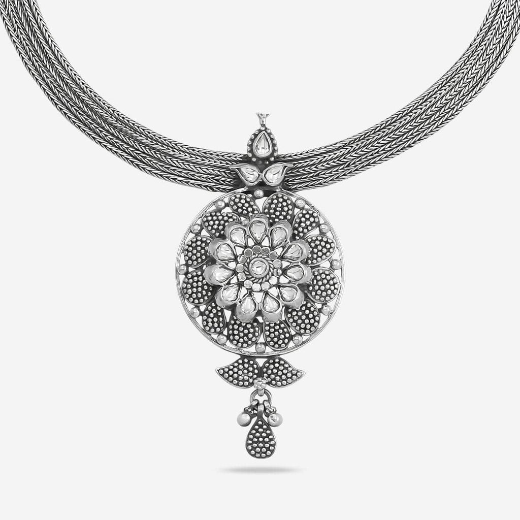 White Stone Silver Necklace