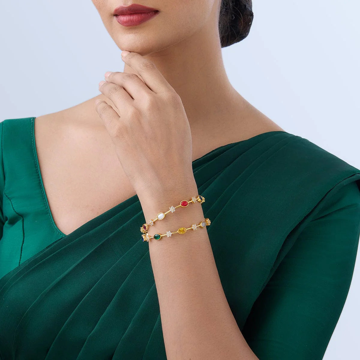 Silver Zircon Bangle Pair Bangle