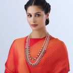 Silver Zircon Necklace Thread  Long