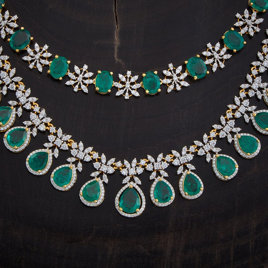 Silver Zircon Necklace Thread  Long