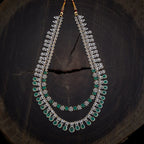 Silver Zircon Necklace Thread  Long