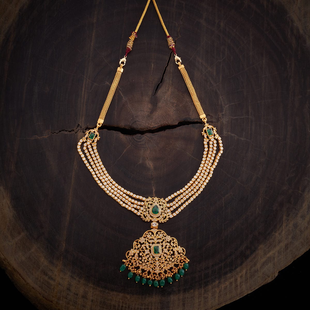 Silver Temple Necklace zircon stones