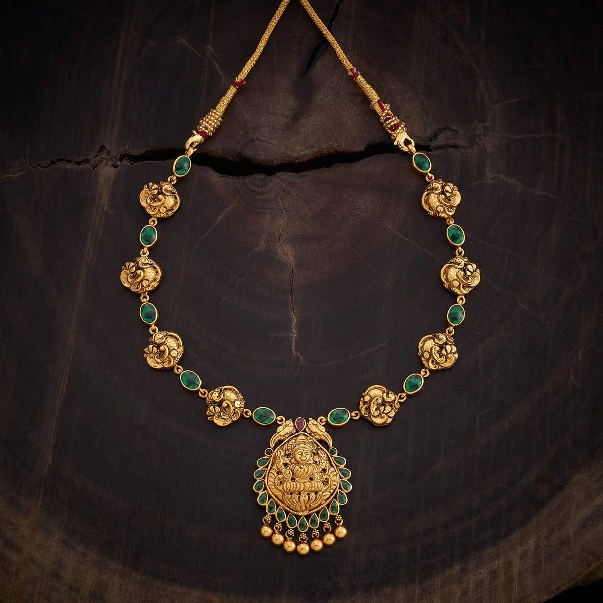 Silver Temple Necklace peacock motif