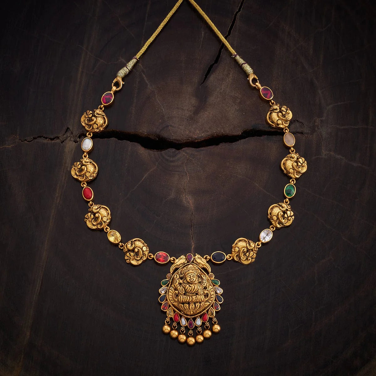 Silver Temple Necklace peacock motif