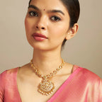 Silver Temple Necklace white zircon stones