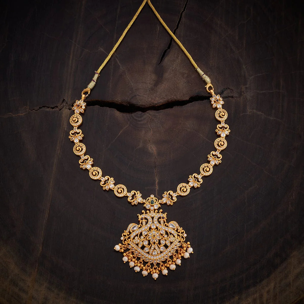 Silver Temple Necklace white zircon stones