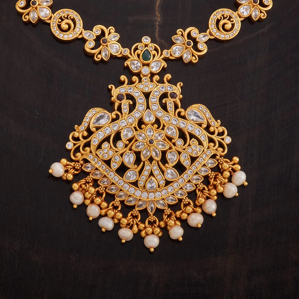 Silver Temple Necklace white zircon stones