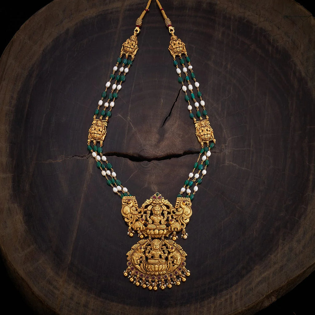 Silver Temple Necklace Goddess Laxmi designs