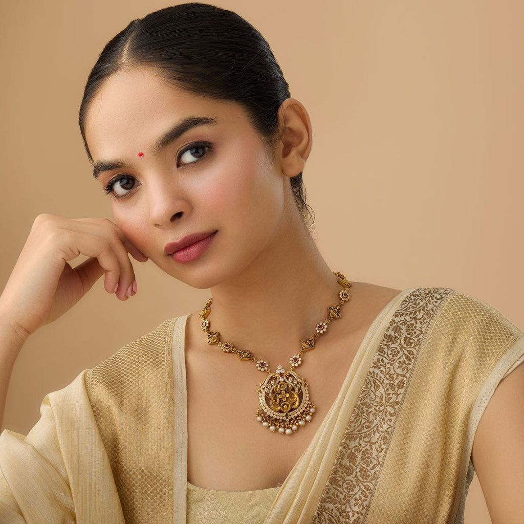 Silver Temple Necklace Adjustable  Short