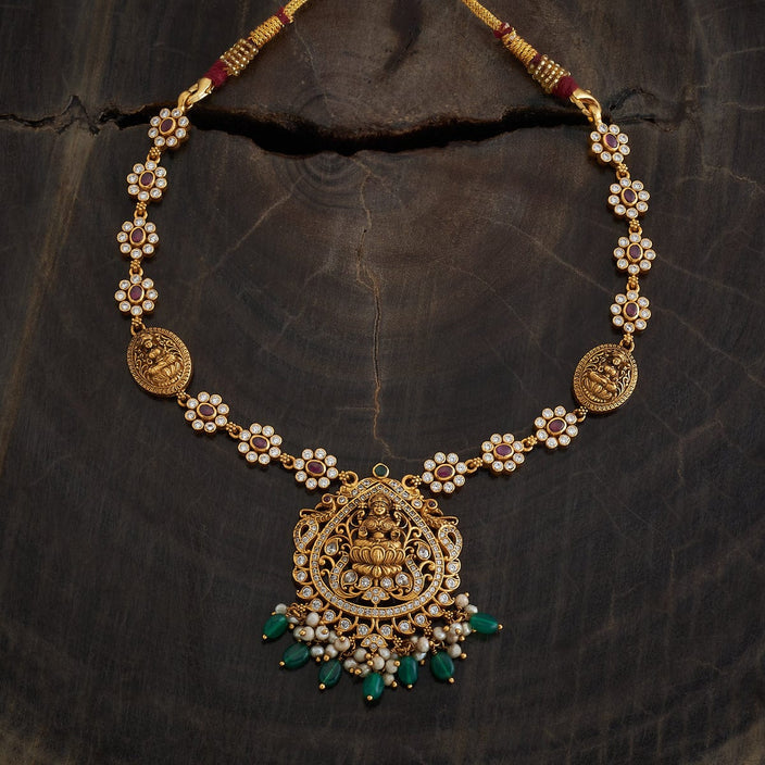 Silver Temple Necklace white stone