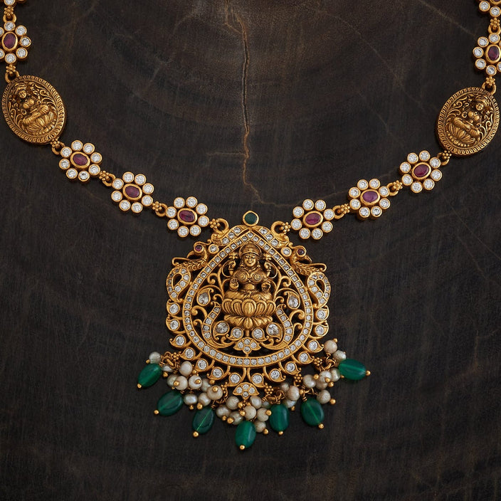 Silver Temple Necklace white stone