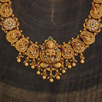 Silver Temple Long Haaram Necklace