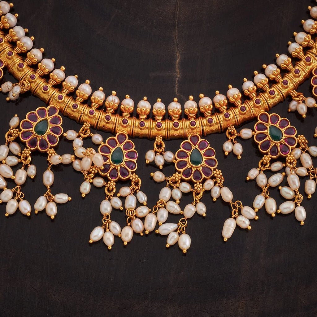 Silver Temple Necklace wearing heavily studded and royal accessories