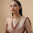 Silver Temple Necklace peacock and floral patterns