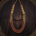 Silver Temple Necklace peacock and floral patterns