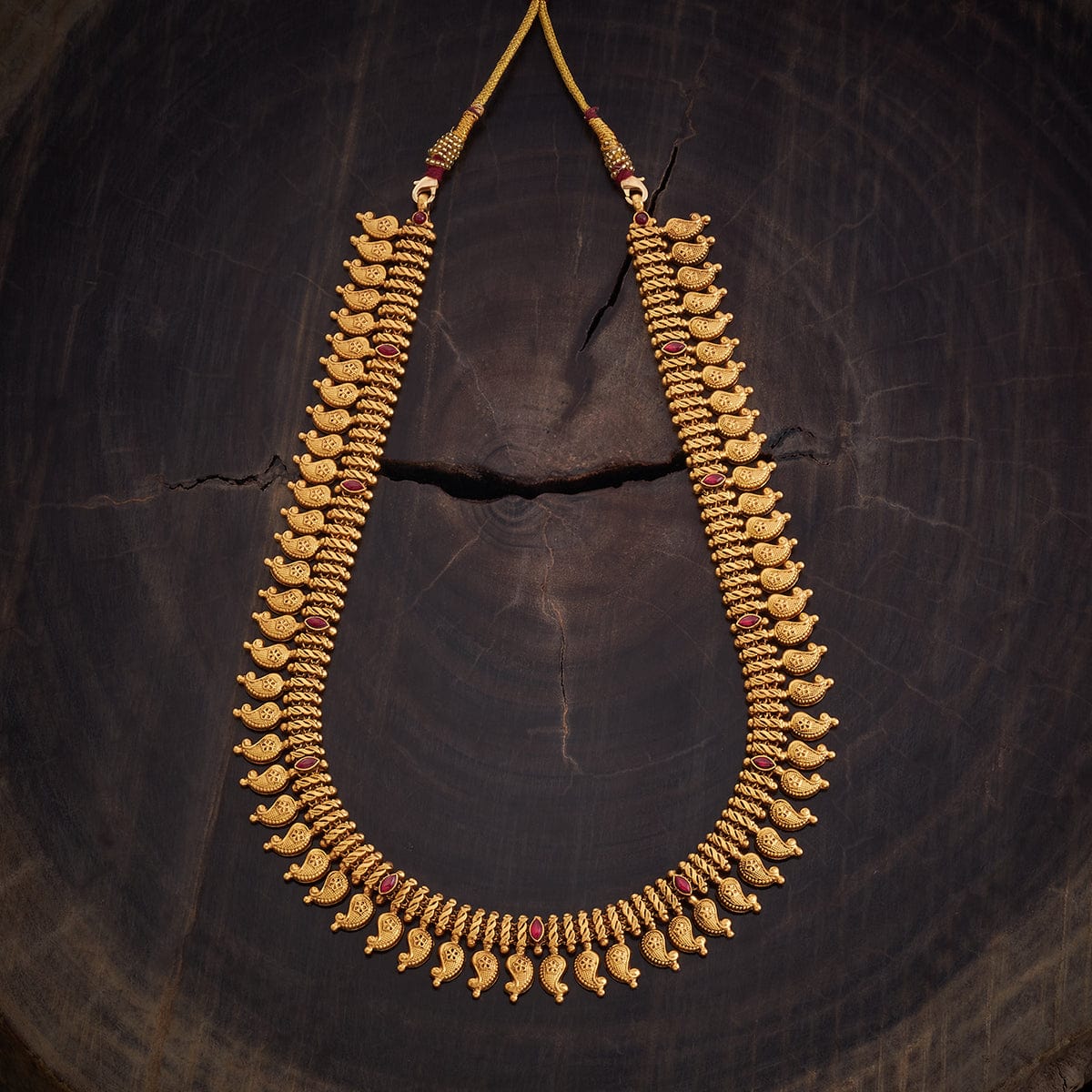 Silver Temple Necklace uby-coloured