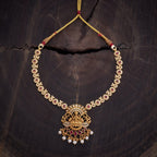 Silver Temple Necklace ruby stones for a royal look