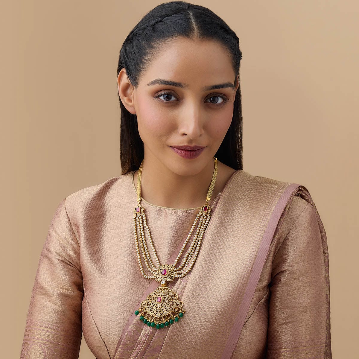 Silver Temple Necklace zircon stones