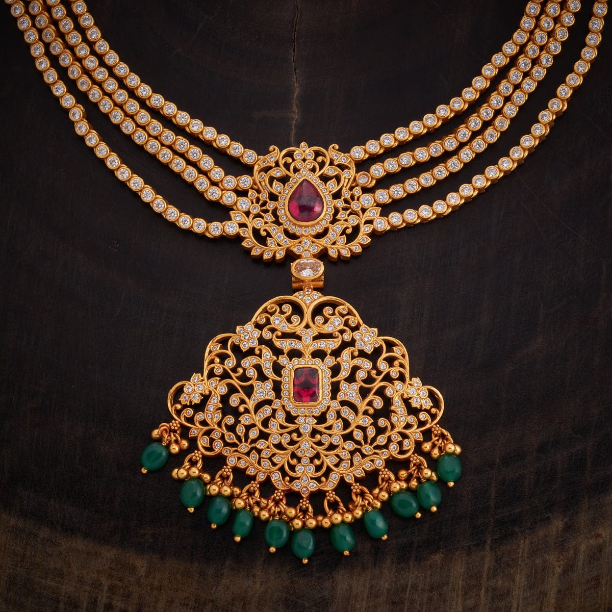 Silver Temple Necklace zircon stones