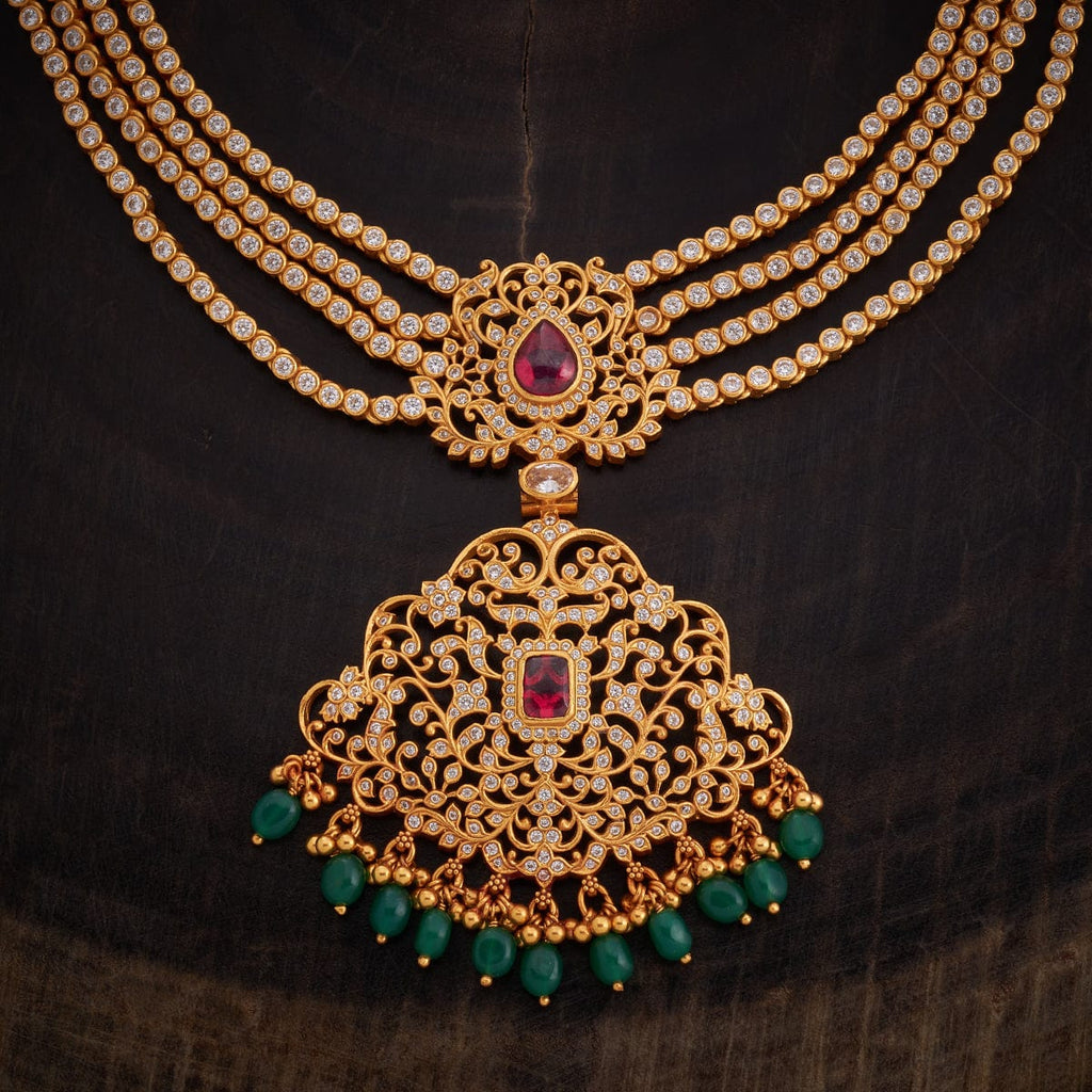 Silver Temple Necklace white zircon stones