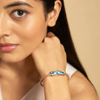 Meenakari Zircon Kada colours Blue, Pink, Orange and Lavender