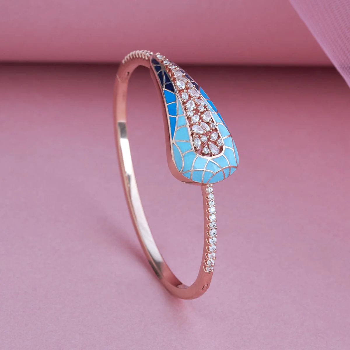 Meenakari Zircon Kada Meenakari craftsmanship