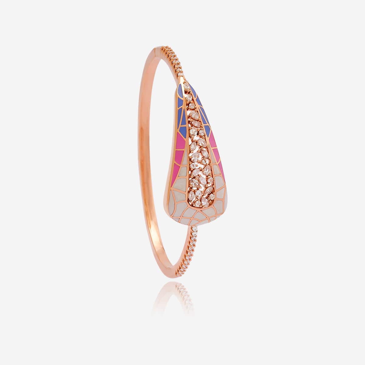 Meenakari Zircon Kada Meenakari craftsmanship