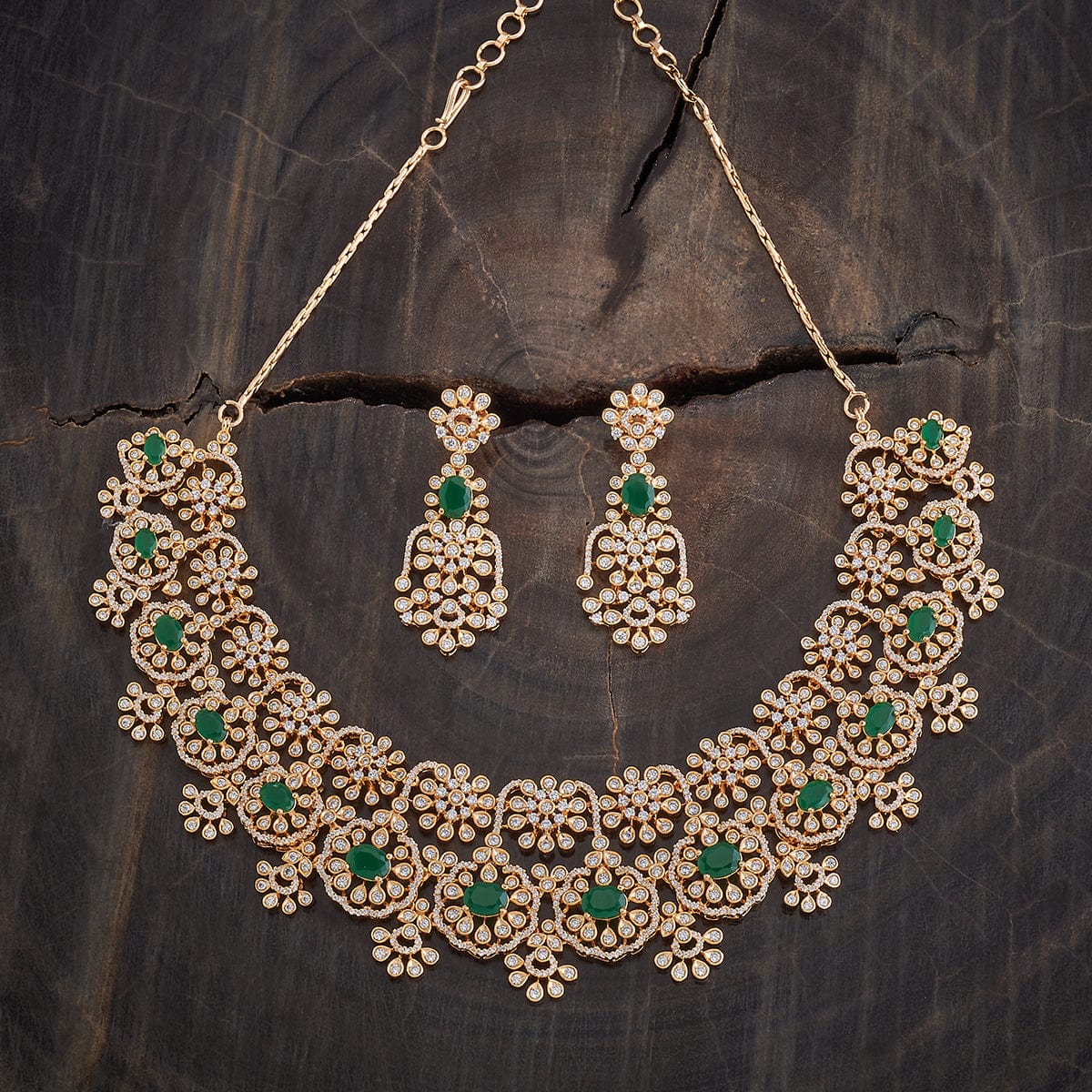 Zircon Necklace gold & green