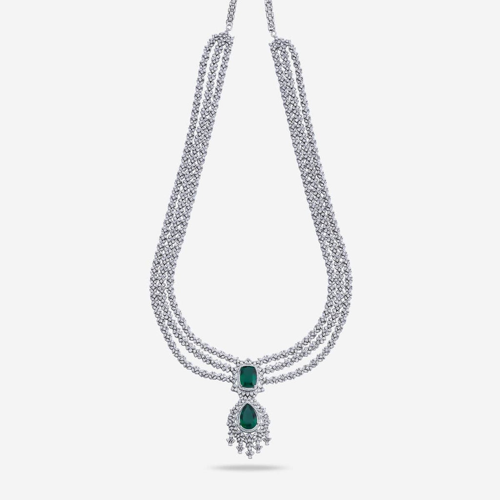 Zircon Necklace Long Necklaces/Haaram Layered