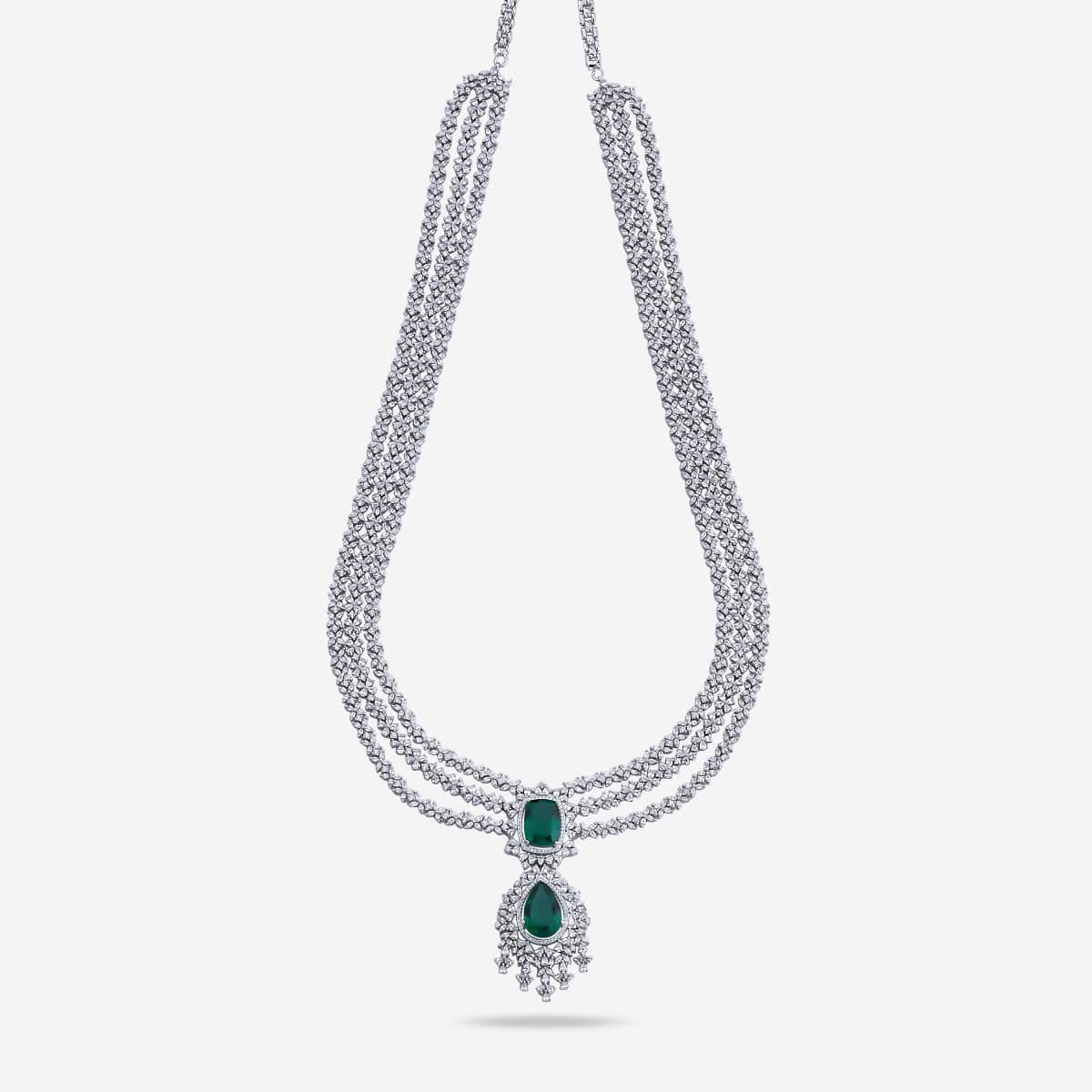 Zircon Necklace Long Necklaces/Haaram Layered