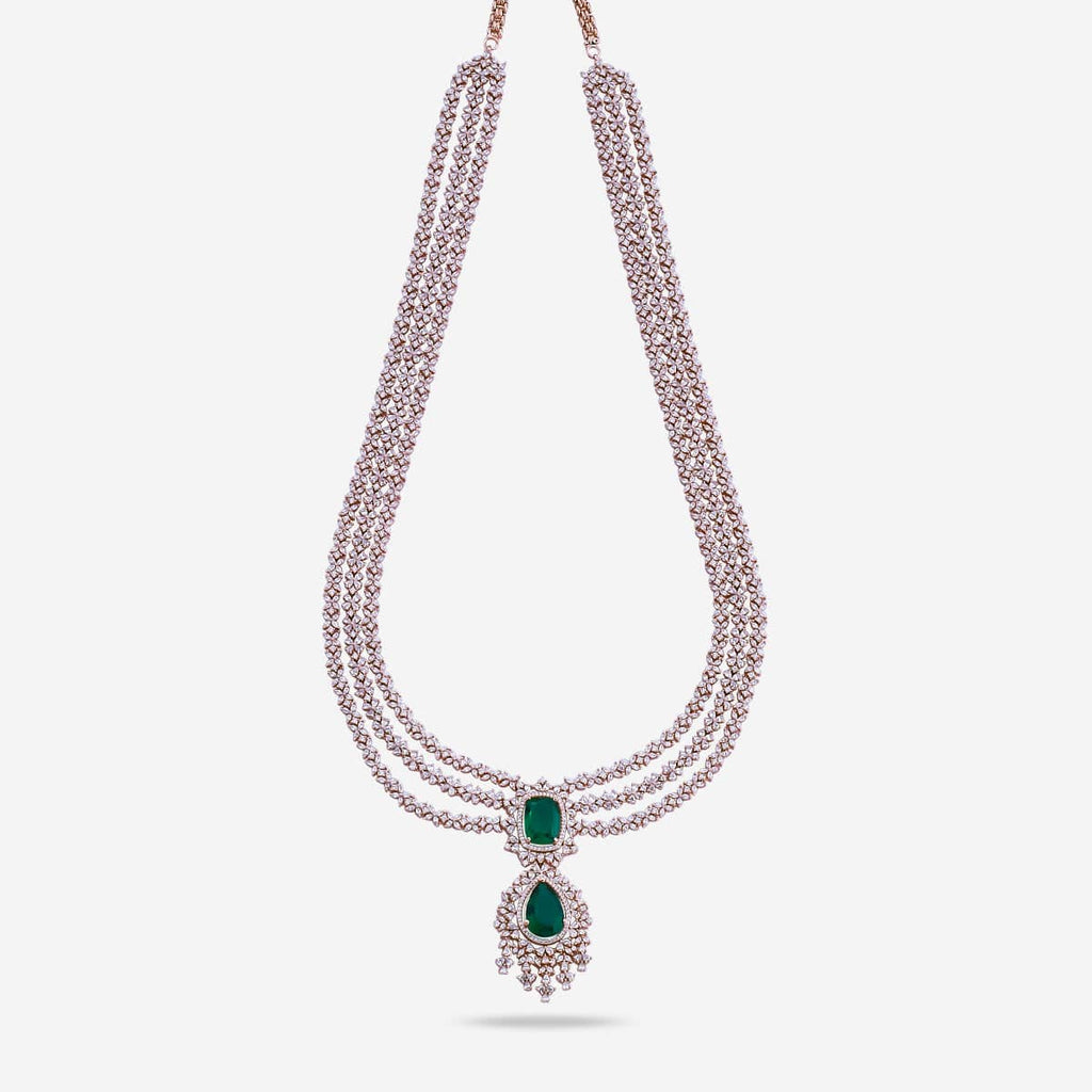 Zircon Necklace Long Necklaces/Haaram Layered