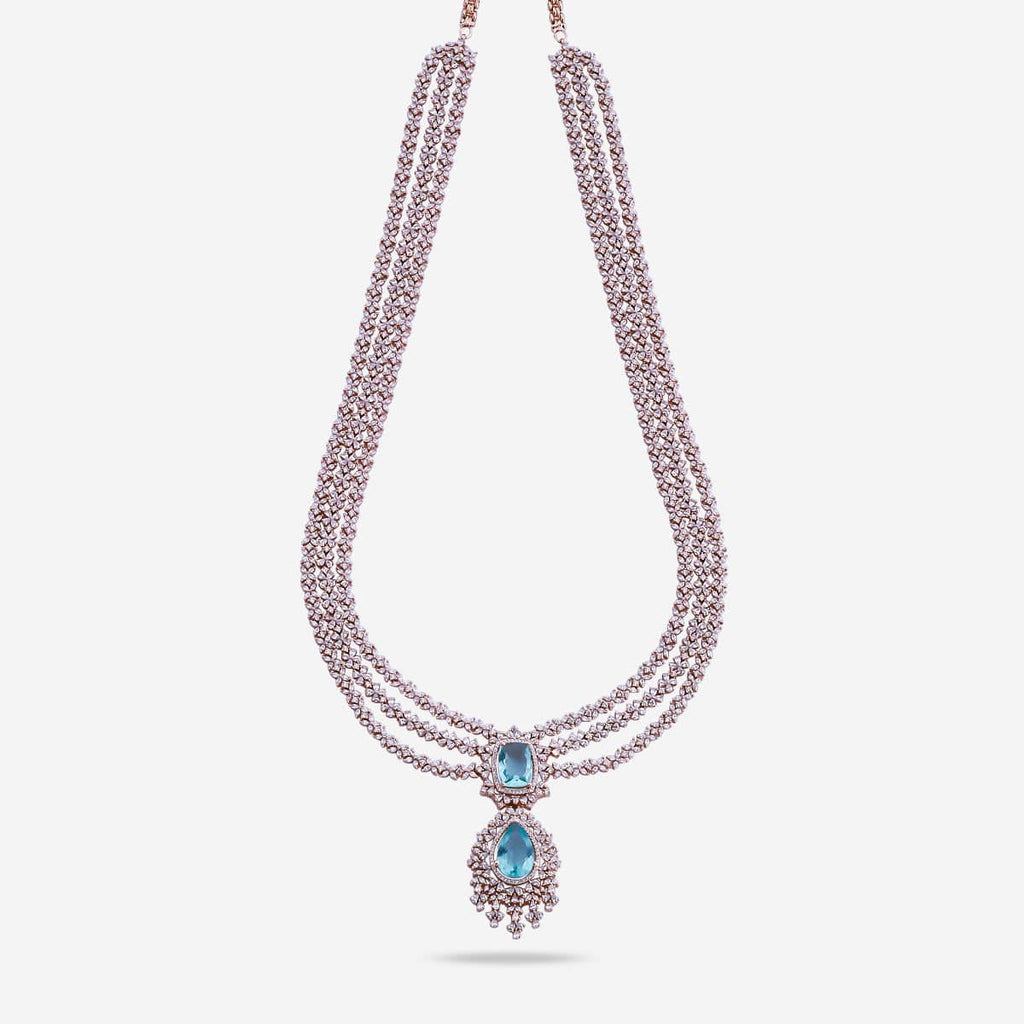 Zircon Necklace Long Necklaces/Haaram Layered