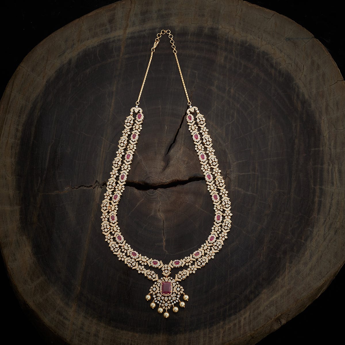 Zircon Necklace colours - ruby and green