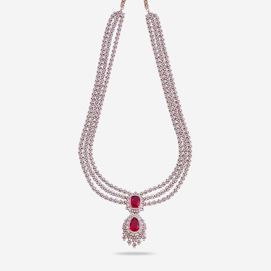 Zircon Necklace Long Necklaces/Haaram Layered