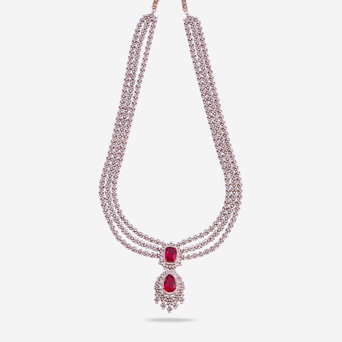 Zircon Necklace Long Necklaces/Haaram Layered