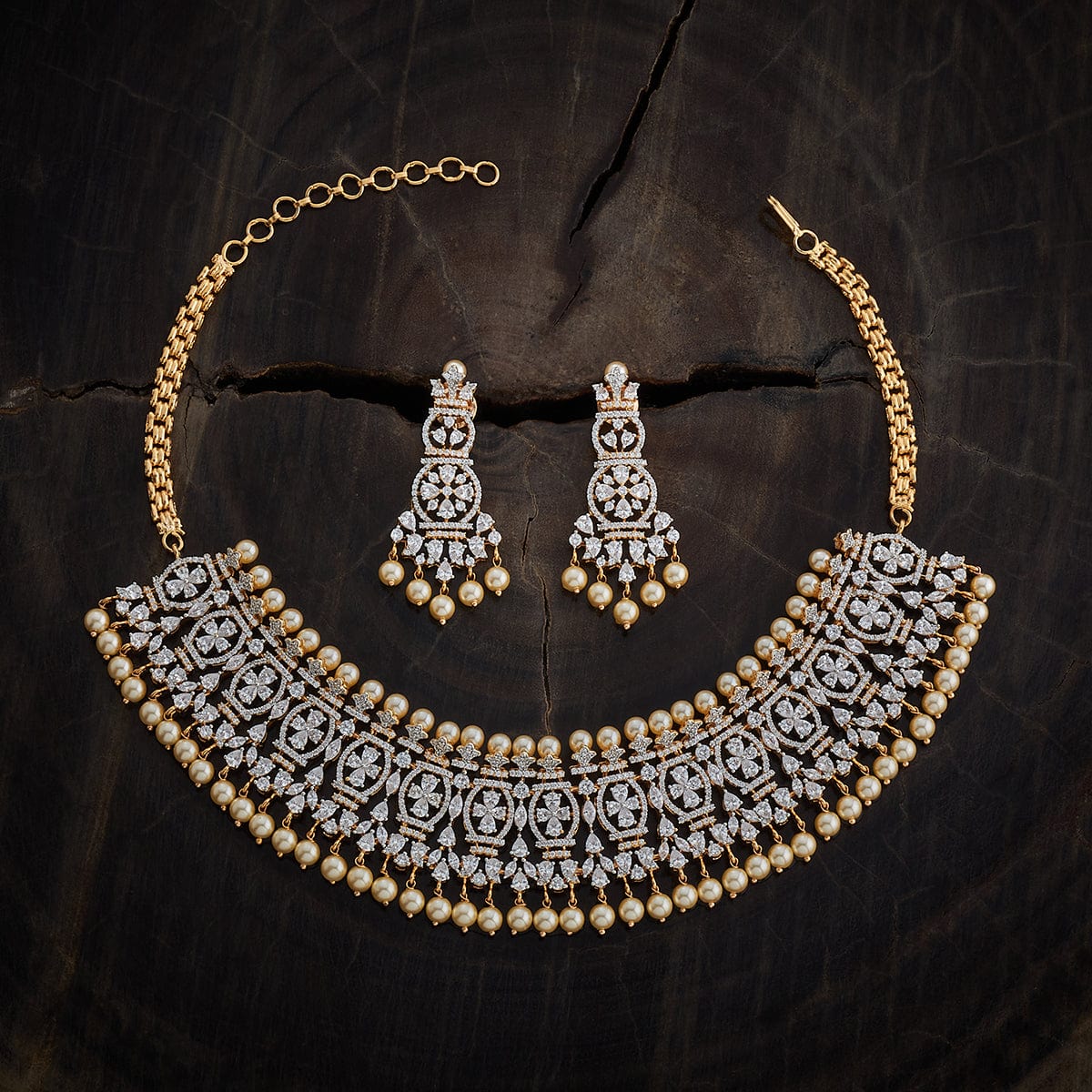 Zircon Necklace dazzling arrangement of white zircon stones