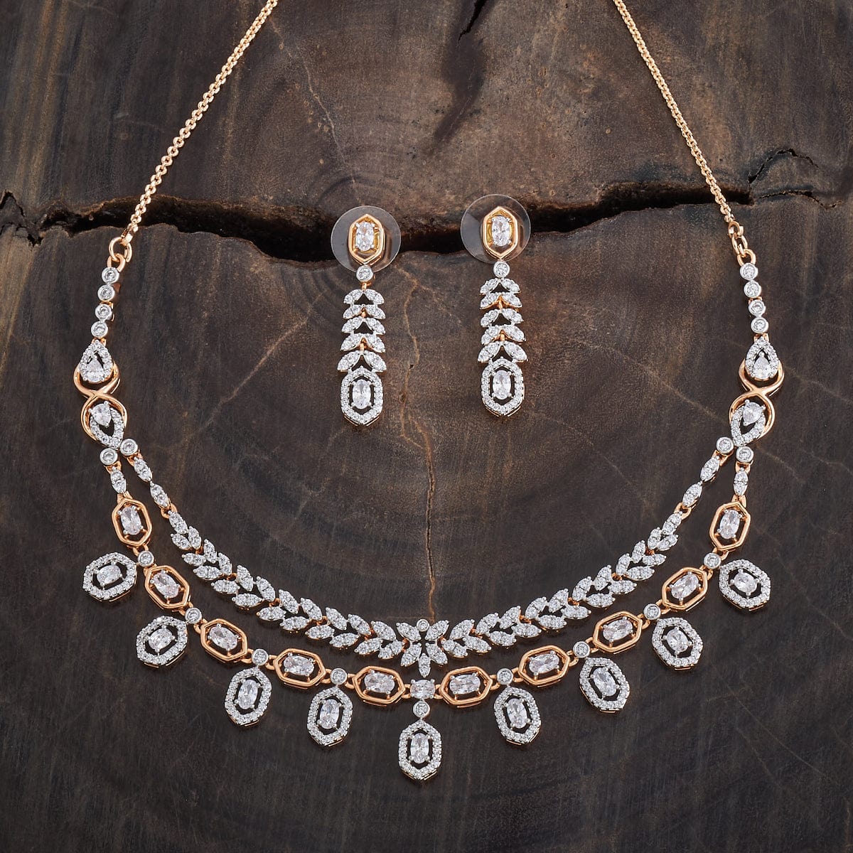 Zircon Necklace gold & silver polish