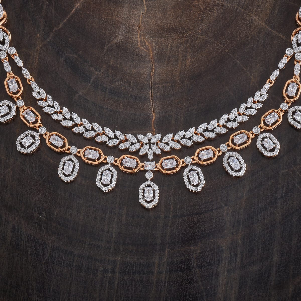 Zircon Necklace gold & silver polish