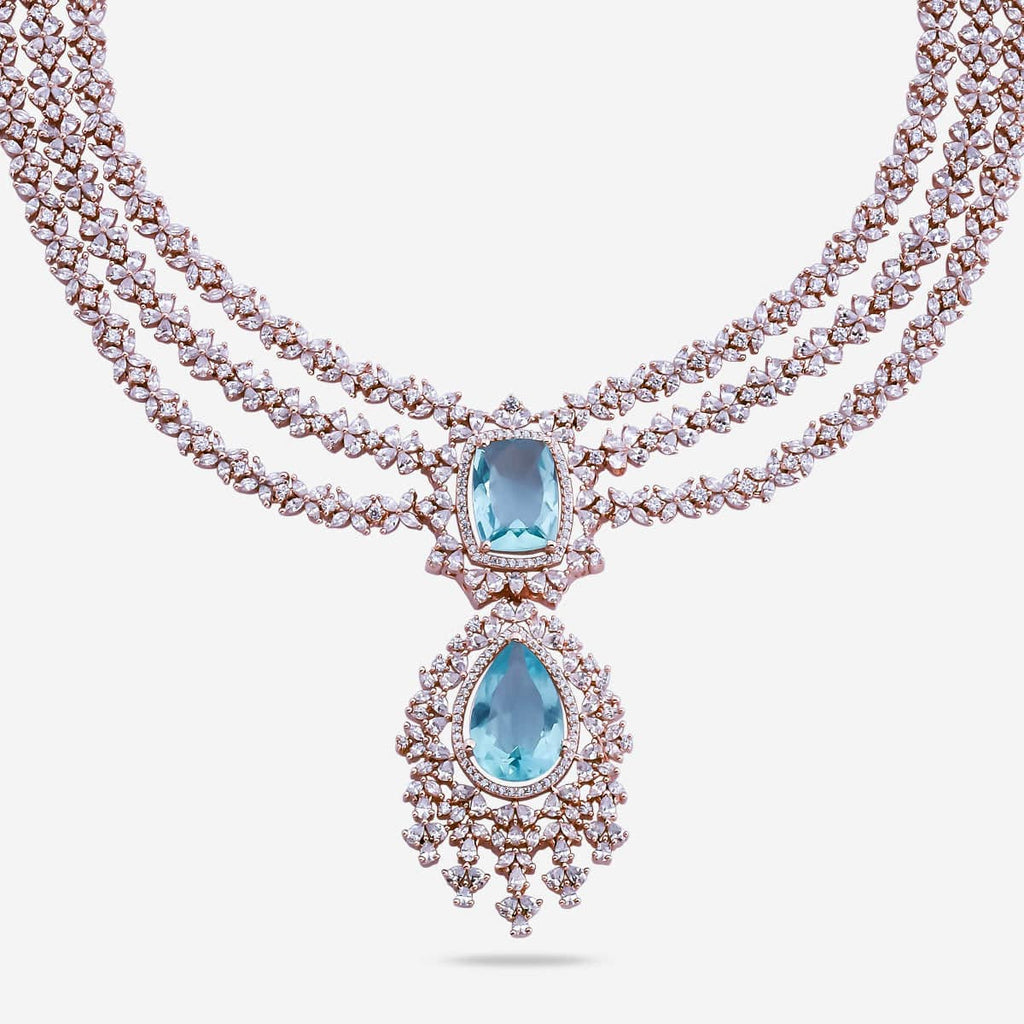 Zircon Necklace Long Necklaces/Haaram Layered