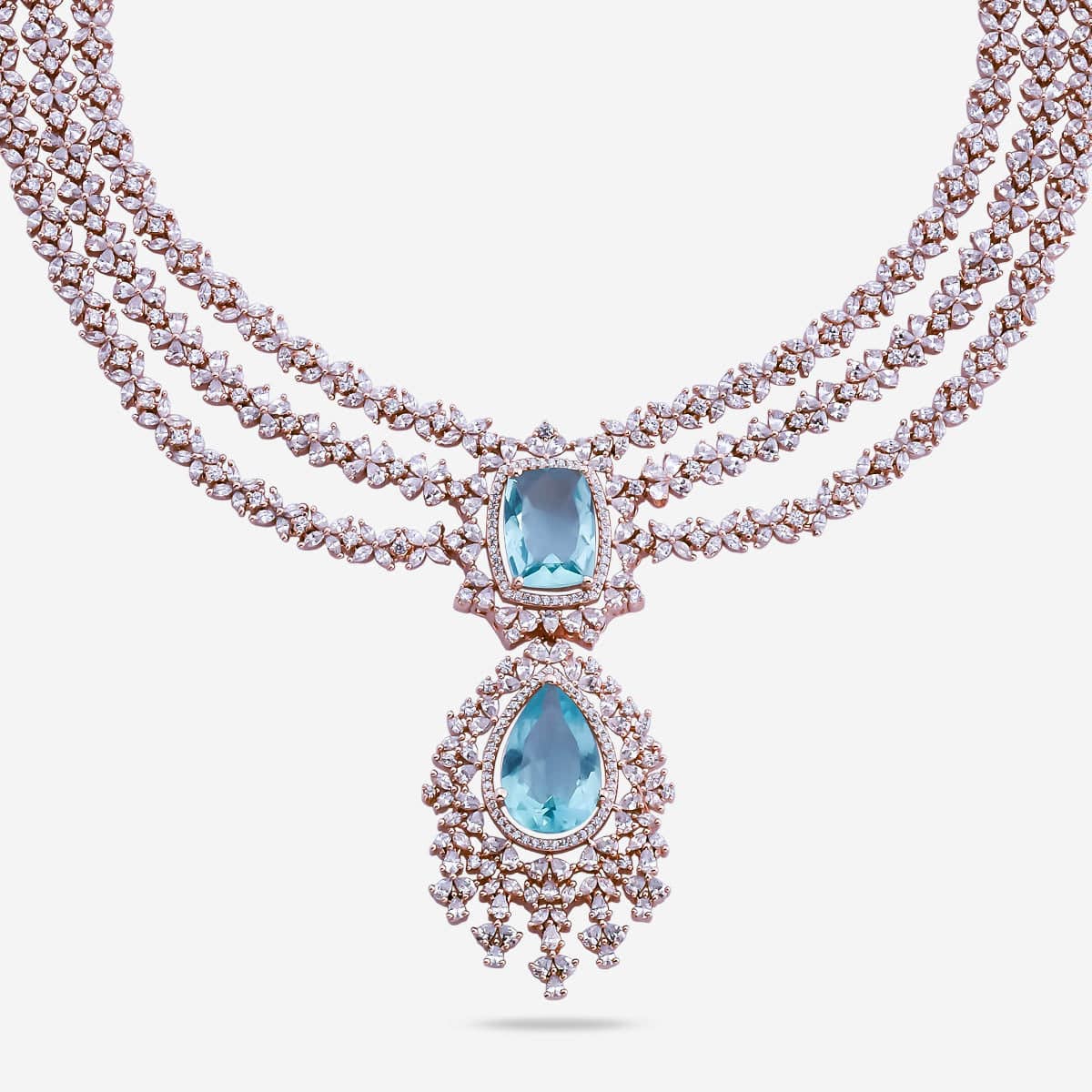 Zircon Necklace Long Necklaces/Haaram Layered