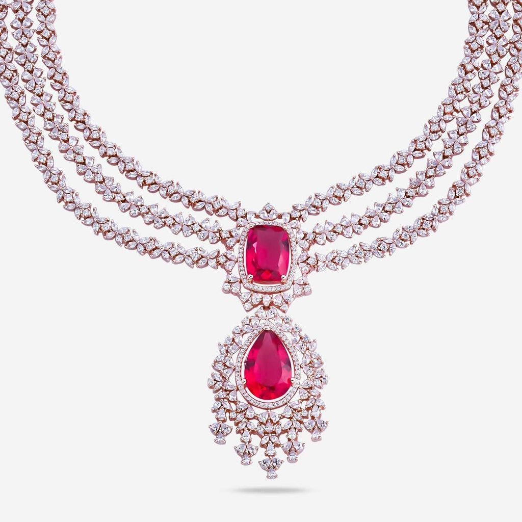 Zircon Necklace Long Necklaces/Haaram Layered