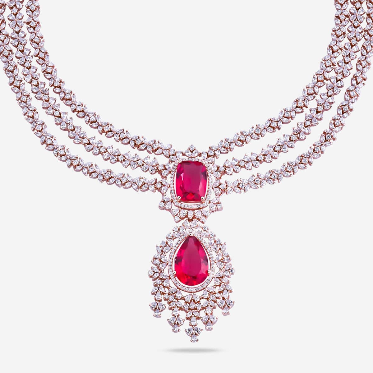 Zircon Necklace Long Necklaces/Haaram Layered