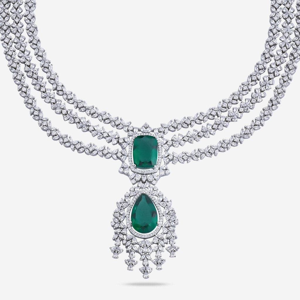 Zircon Necklace Long Necklaces/Haaram Layered