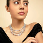 Zircon Necklace rhodium and rose gold